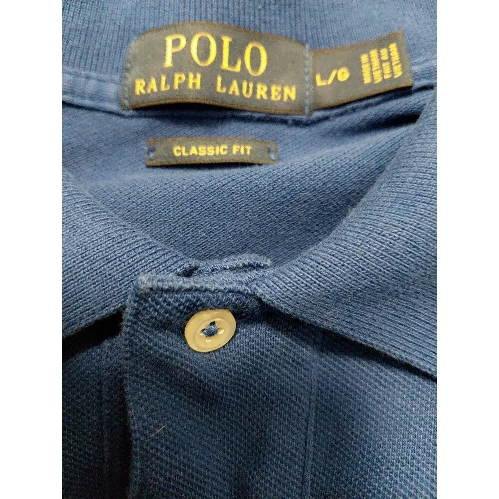 Polo Ralph Lauren Men's Classic Polo Shirt Royal Blue Orange Pony Logo Large